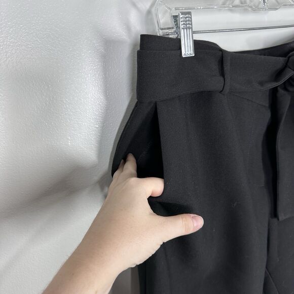 Ann Taylor Womens 10 Black Tie Waist Tapered Ankle Pants Workwear Business - Picture 2 of 5